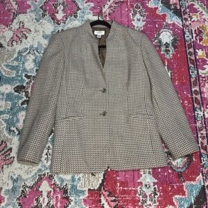 Talbots Women's 100% Wool Blazer Two Buttons Lined Neutral Size 12